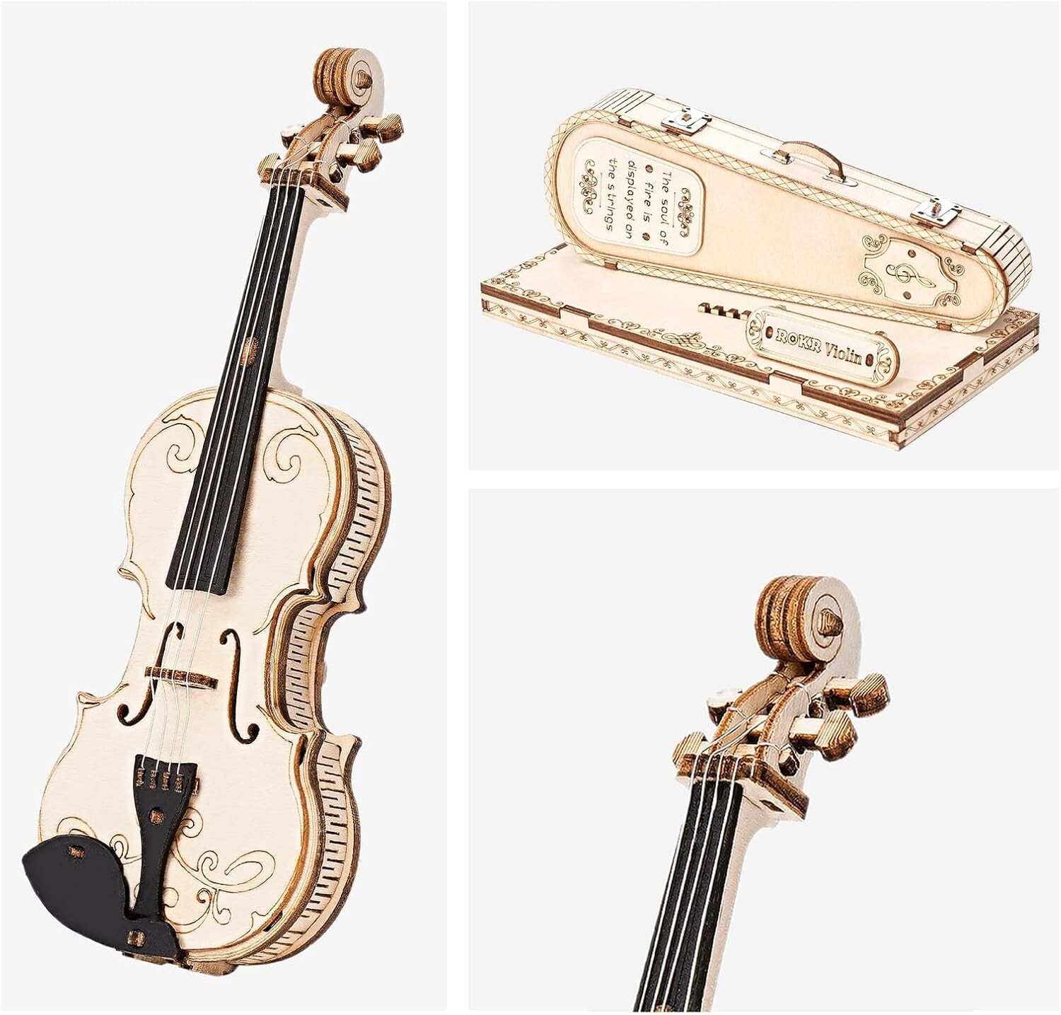 ROKR Wooden 3D Puzzles for Adults Violin Musical Instrument Model Kit 3D Puzz...