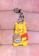 Winnie The Pooh With Honey Pot Charm Zipper Pull  Keychain Add On Clip 
