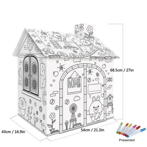 Handmate DIY Large Cardboard Coloring Crafts Play House Project Kids Game Gift - Picture 4 of 8