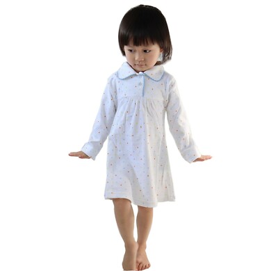 Girls Long Sleeve Cotton Nightgown Kid Pajamas Dress Sleepwear
