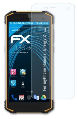 AtFoliX Película Protectora Compatible Con MyPhone Hammer Iron 2 Lámina Protectora De Pantalla, Antirreflejos Y Amortiguadores FX Protector Película (3X