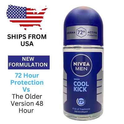 2 x Nivea Men COOL KICK roll-on antiperspirant 72 Hour Protect 50ml (USA Seller)