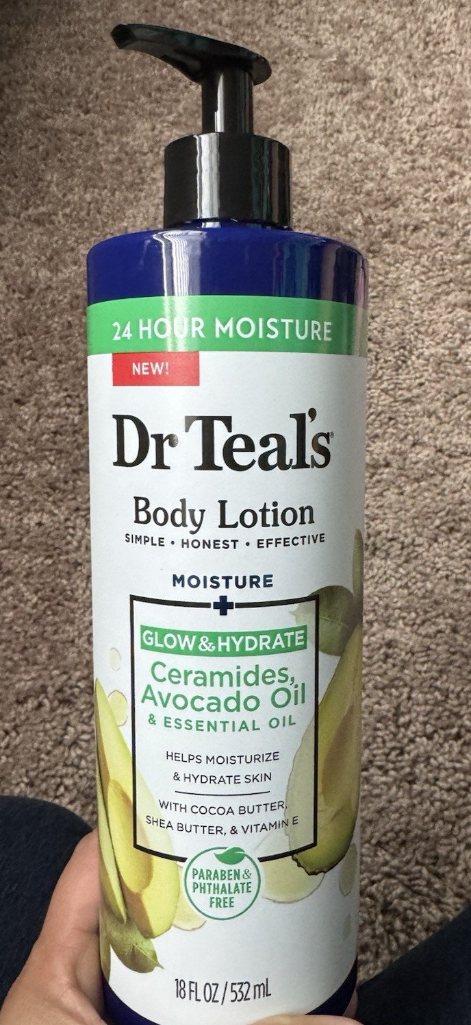 (2-Pk) DR TEAL'S Ceramide Avocado Oil GLOW HYDRATE BODY LOTION Cocoa Shea Butter