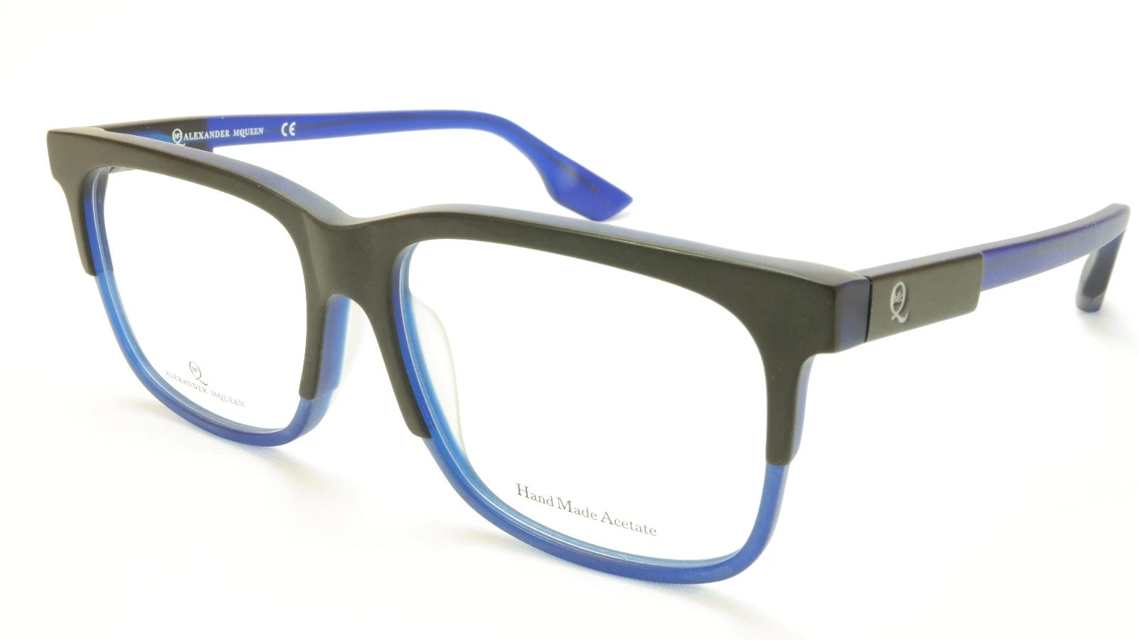 Alexander McQueen Eyeglasses Frame MCQ0055 F Black Blue Acetate Italy 55 15 145