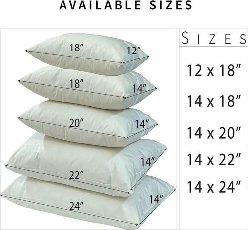 Duck Feather Oblong Cushion Pads Rectangle Inner Stuff 100% Down Proof Cotton - Afbeelding 1 van 8