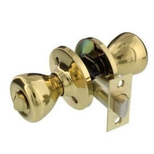 Guard Security 1990 Tubular Door Lock Entry Set with Keys, Polished Brass Finish