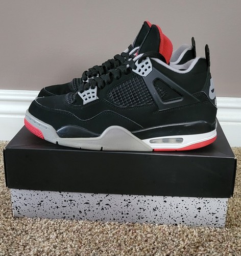 Size 10 - Jordan 4 Retro Bred Black/Fire Red Cement 2019