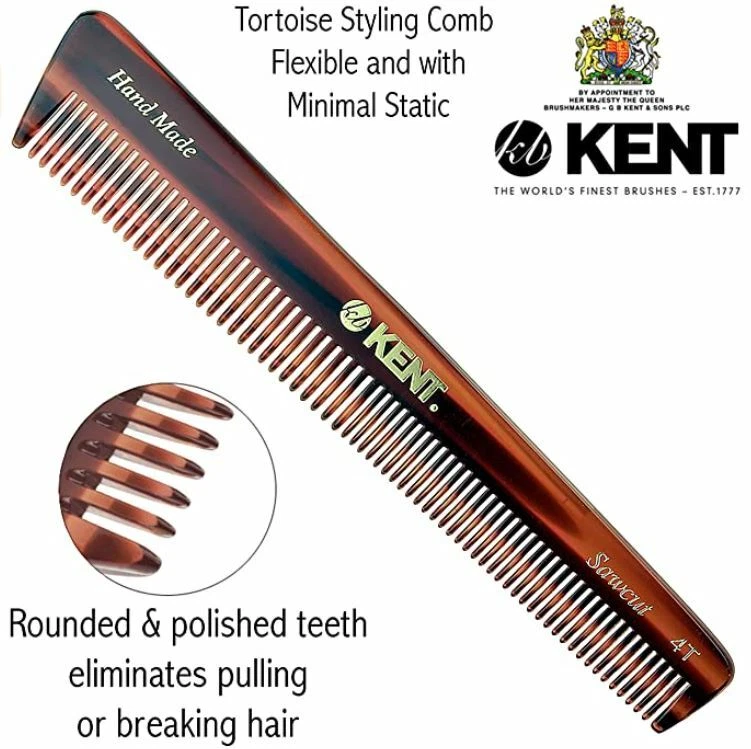 Peine para aderezar el cabello Kent 4T 6 pulgadas doble diente, peine para aderezar dientes finos y anchos Foto 3 de 4