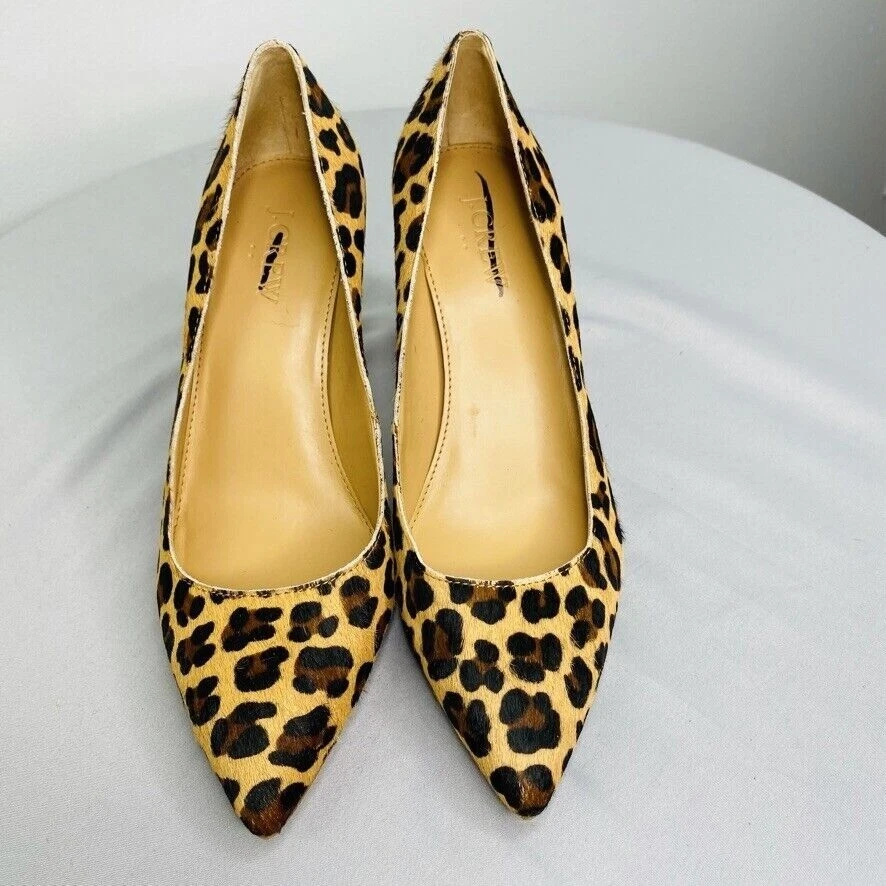 J.Crew $298 Elsie Pumps in Leopard Calf Hair Size 6.5M K7890 - Image 4 of 4