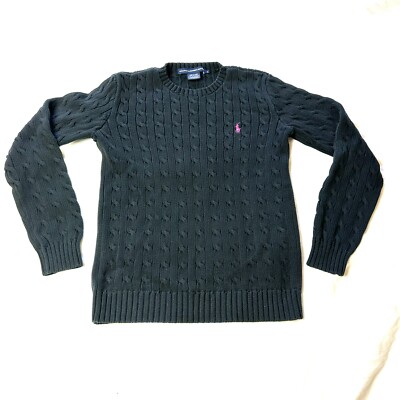 RALPH LAUREN Cable Knit NAVY Blue Pink Logo Womens Ladies Golf