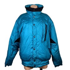 Roffe Vtg Usa Made 80s Women's Ski Jacket Sz L Colorblock Teal Snow Winter Coat