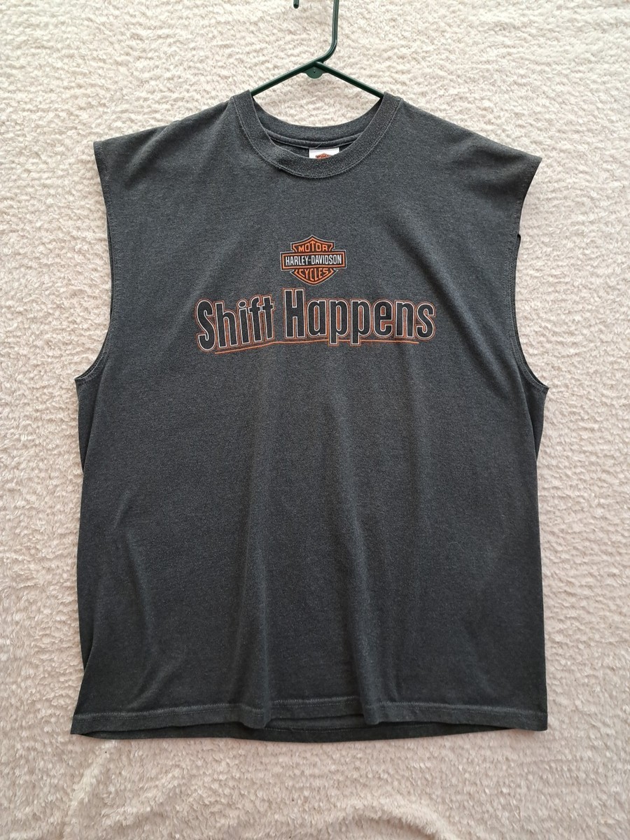 Harley Davidson Vintage Kitty Hawk, NC Grey T-Shirt Sleeveless USA