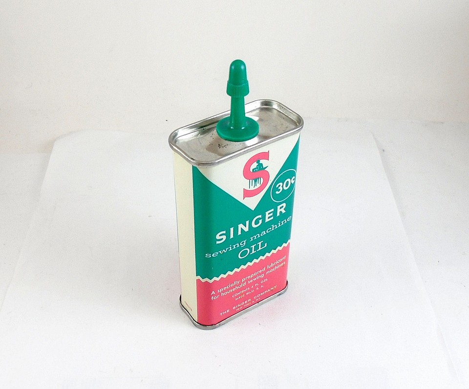 VINTAGE SINGER SEWING MACHINE OIL 4 OZ HANDY OILER TIN CAN eBay