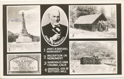 Coloma CA * James Marshall Sutter s Mill RPPC Multi-View 1946  Gold