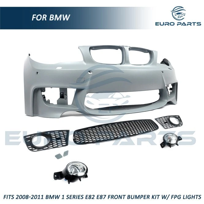 Kit de parachoques delantero conversión PP para BMW Serie 1 E82 E87 2008-2011 con luces antiniebla Foto 3 de 4