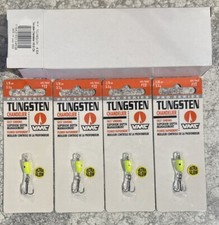 4 Packs VMC Tungsten Chandelier Ice Fishing Jig 1/8 OZ Glow Chartreuse