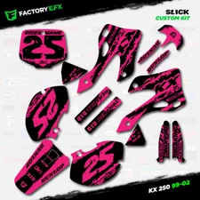 Black & Pink Slick Graphics Kit fits 99-02 Kawasaki Kx250 Kx 250 Decal Sticker