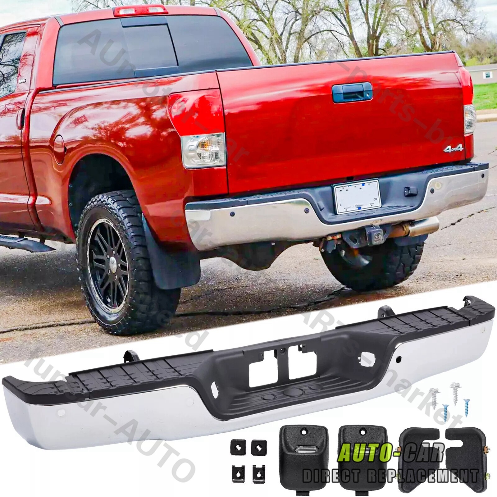 Steel Rear Step Bumper Assembly For 2007-2013 Toyota Tundra with Sensor Holes