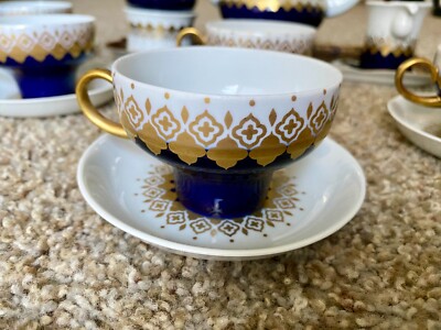 Lichte Echt Kobalt Blue 16-Piece Coffee/Tea for 6: Rare 1960s