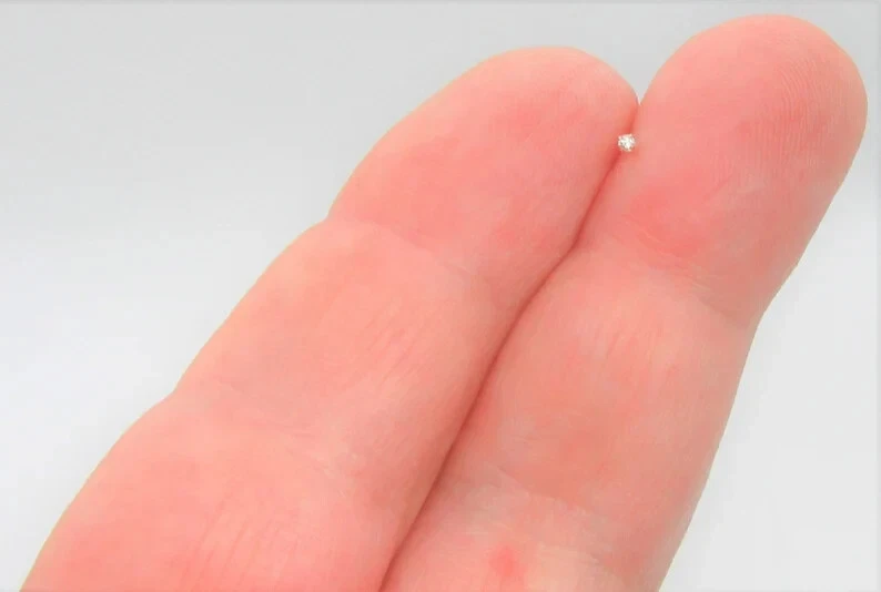 L-образный натуральный бриллиант 0,03 карата спираль нос гвоздики пирсинг булавка в 14K белое золото - Изображение 4 из 4