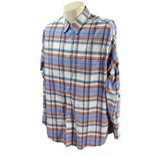 Chaps Men's Classic Fit Long Sleeve Blue Plaid Oxford Shirt 17-17.5-34/35 XL