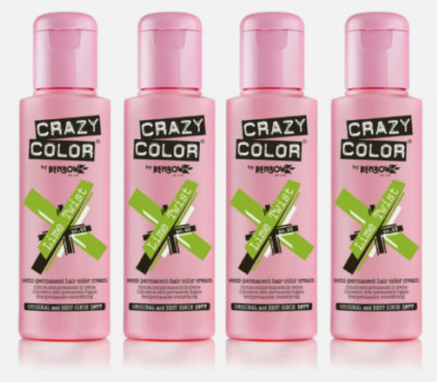 4x Crazy Color Semi Permanent Haarfarbe Lime Twist 100ml