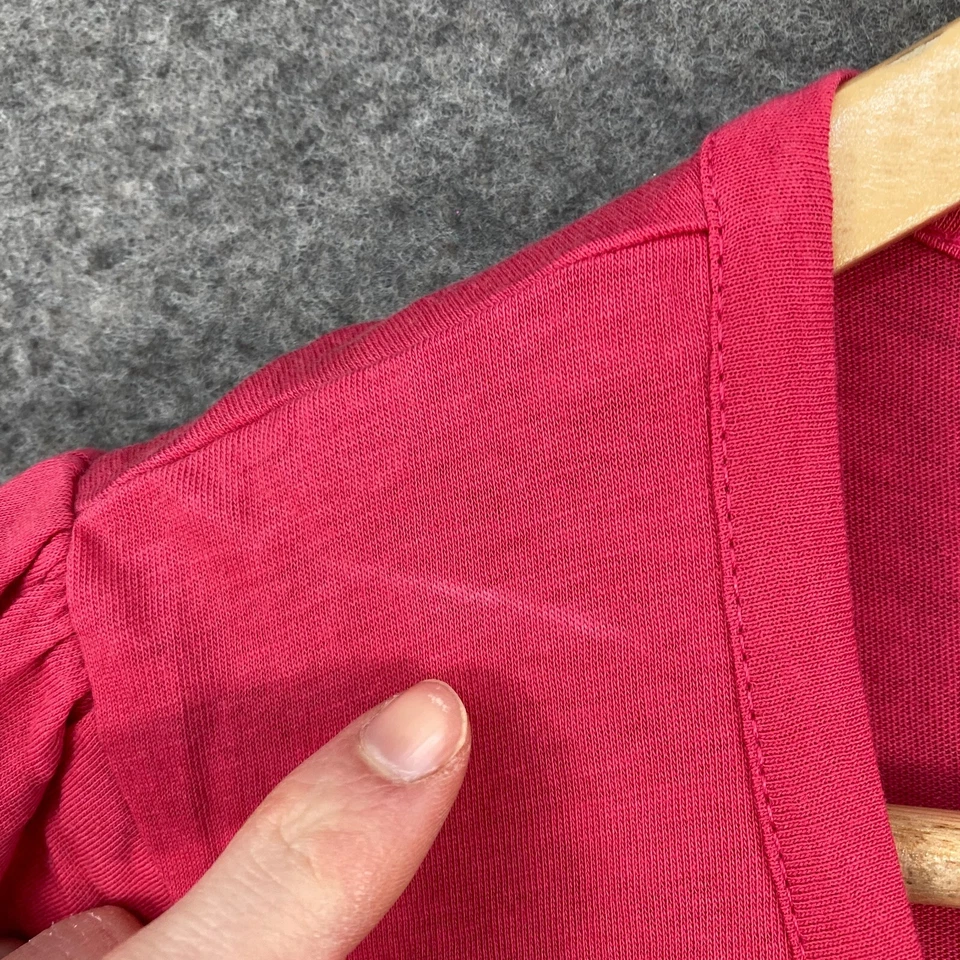 Topshop Mujer Top Talla 14 Rosa Manga Corta Cuello Redondo Algodón Camisa Túnica 13813 Foto 4 de 4