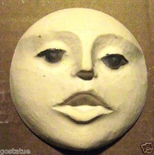 Lady face plastic mold cement plaster concrete garden face mould 4.5" x 1" thick