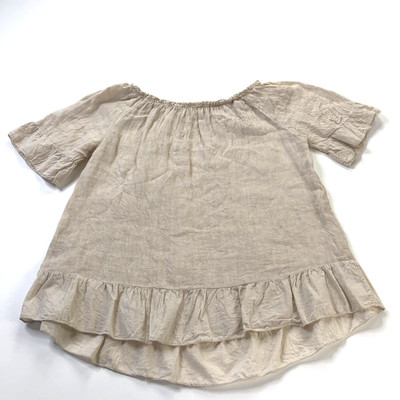 Terzo Millennio 100% Linen Women's Small Peasant Blouse Made in Italy Beige MINT