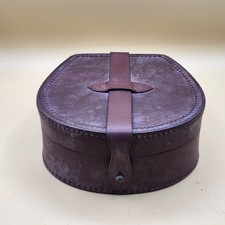 Vintage Polo Ralph Lauren Brown Leather Horse Shoe Collar Shaped Stiff Box