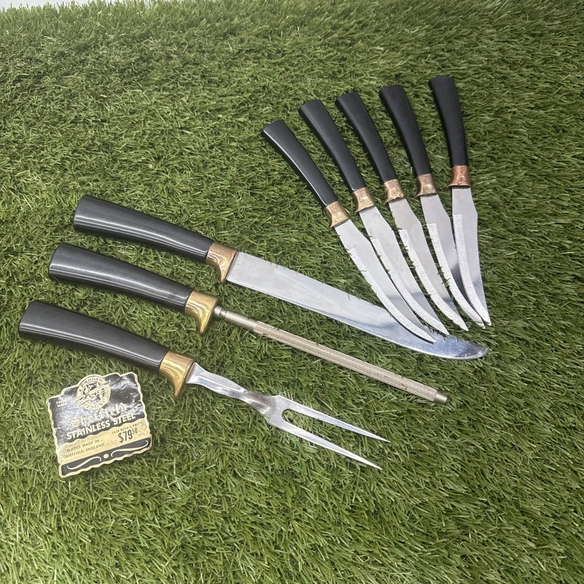 E. Parker & Sons 3709 Sheffield England Knife Set Stainless Gold
