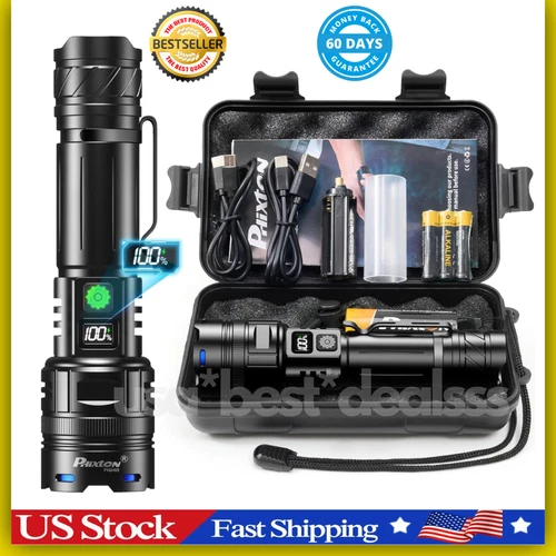 SKYFIRE 1500000LM LED Flashlight Rechargeable Zoom Fire Starter Waterproof - Picture 1 of 24