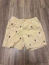 Polo Ralph Lauren Boys Beige Khaki Navy Blue Logo Shorts Size 10
