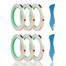 Double Sided Conductive Copper Foil Tape for Stained Glass 7/32 inch 6Pcs