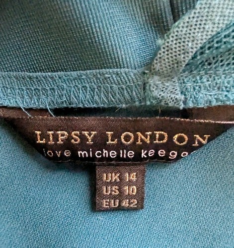 Lipsy London Michelle Keegan Teal Body Con Dress, Size UK 14, EU 42, US 10. - Picture 6 of 10