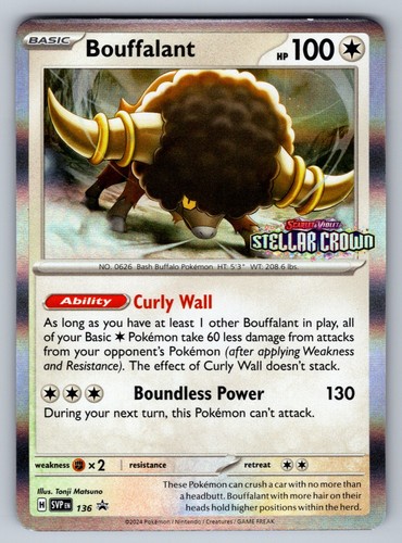 Bouffalant Holo Promo SV: Scarlet & Violet Promo Cards 136 NM