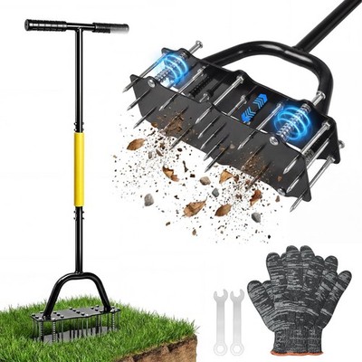 Manual Lawn Aerator with Double-Layer Spring, Heavy Duty Garden Soil Loosener...