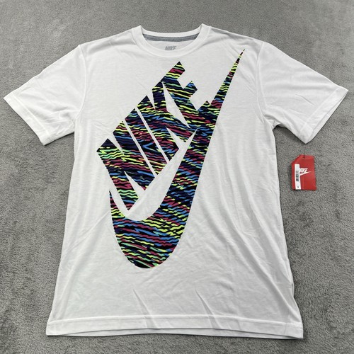 Nike Mens Medium T-Shirt Center Logo Swoosh Just Do It Colorful Graffiti Men