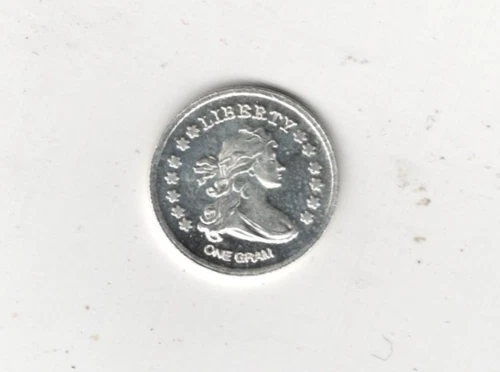 LIBERTY DRAPED BUST INGOT BULLION ART ROUND 1 GRAM .999 FINE SILVER 99% SILVER