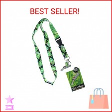 Rick and Morty Lanyard with ID Holder, Portal Gun Rubber Charm and Sticker