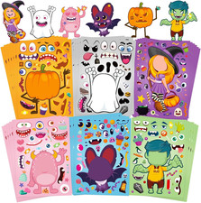 36 Sheets Halloween Pumpkin Craft Stickers Party Favors Make a Face Stickers Zom