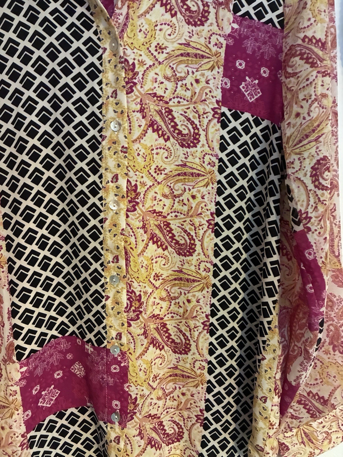 Rose + Olive Patchwork Paisley Multicolor Boho  B… - image 3