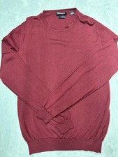 DKNY Marino Wool Sweatshirt Burgundy XL Slim Fit
