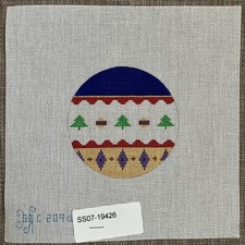 Handpainted Needlepoint Canvas  Festive Xmas Ornament   Read Description 