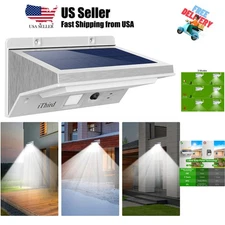 Solar Lights Outdoor Motion Sensor, LED Solar Powered Outdoor Lights Stainles...