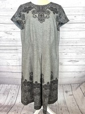 NWT Talbots Woman Wool Blend Gray/Black Dress Size 14W Classic Career Pleated