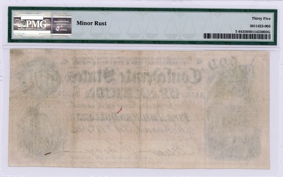 1864 Confederate States $500 Note, T-64, PMG 35-Stonewall Jackson-Good Color - Image 2 of 2