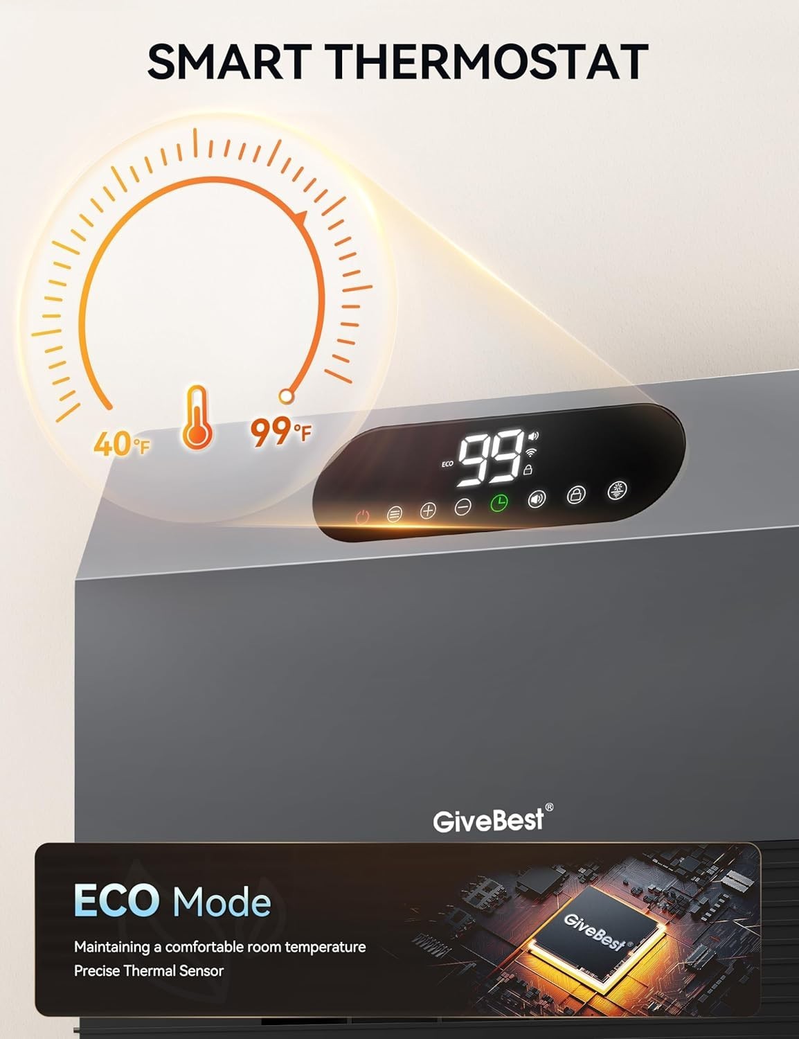 Instant Heat Wall Heater - 1500W with Programmable Thermostat & Voice Control