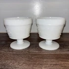 2 Vintage Milk Glass dessert Cups on pedestal