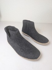 Glerups Boot Charcoal Gray Wool Slipper Tan Leather Bottom - EU 45 US 11.5